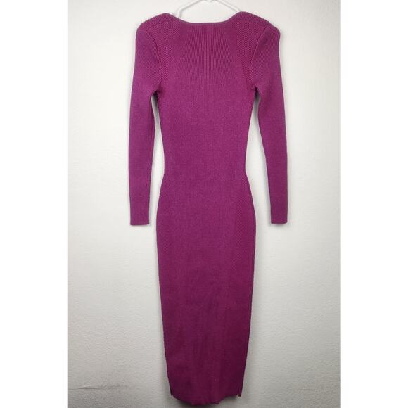 Retrofete Elodie Dress Metallic Orchid Midi Bodycon Long Sleeve XXS Sample - Picture 5 of 9